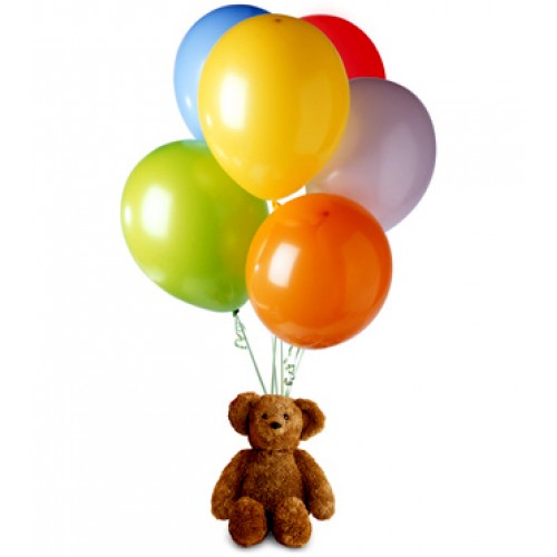teddy bear with balloons blanket